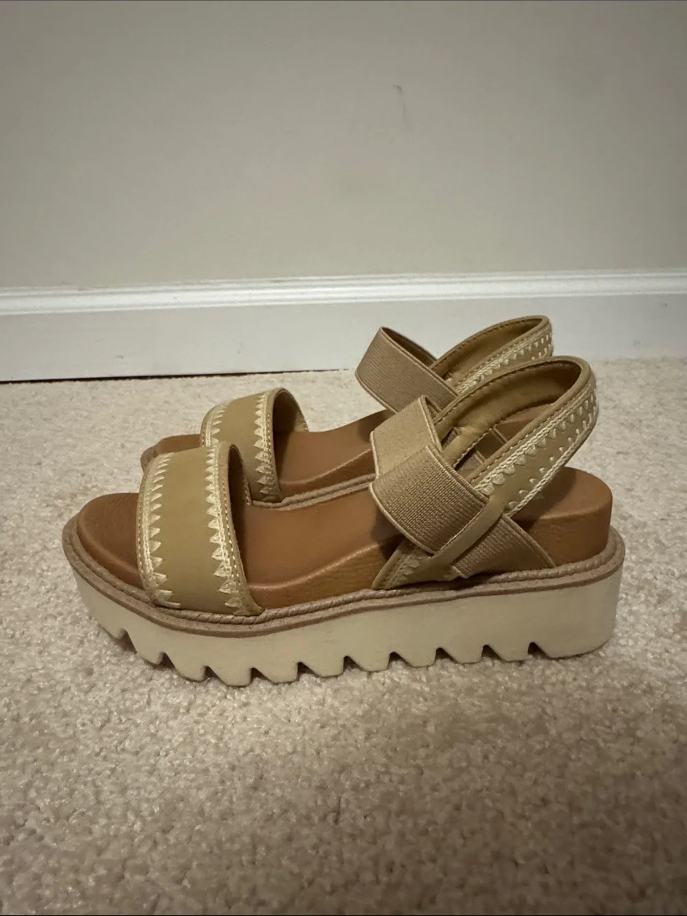 MIA Kids Tan Platform Sandals with Velcro Straps